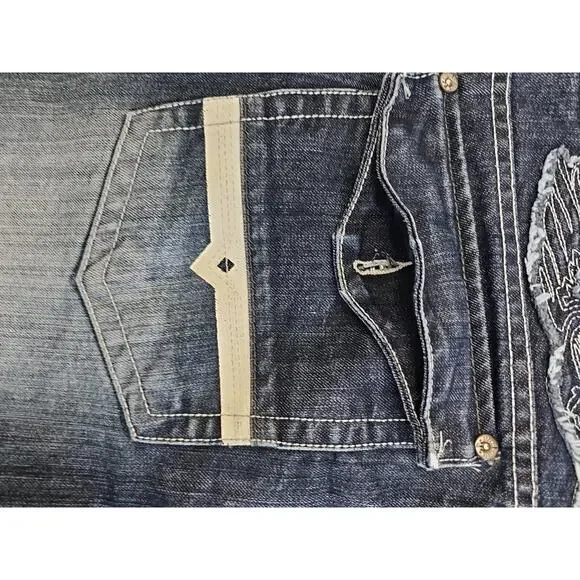 VINTAGE REDEMPTION DENIM Y2K MENS Tapered Jeans Blue SIZE 48X32 Embroidered Logo - Picture 12 of 13